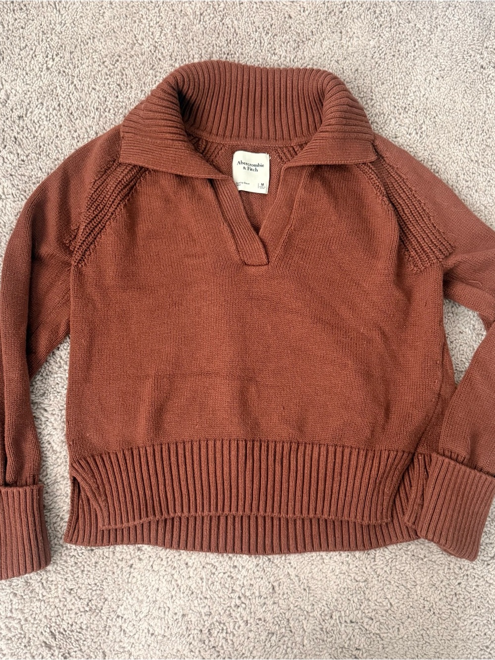 Abercrombie & Fitch Women's Rust Collared Pullover Sweater